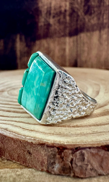 GLACIER MOUNTAIN AQUAMARINE Turquoise & Silver Ring • Size 10