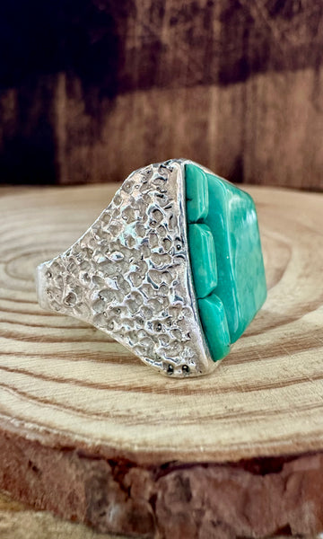 GLACIER MOUNTAIN AQUAMARINE Turquoise & Silver Ring • Size 10