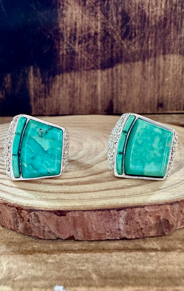 GLACIER MOUNTAIN AQUAMARINE Turquoise & Silver Ring • Size 10