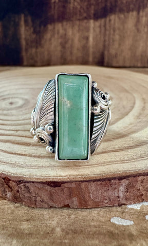 REGAL FEATHERS Silver & Turquoise Ring • Size 7 1/4