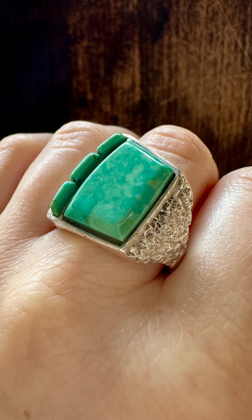 GLACIER MOUNTAIN AQUAMARINE Turquoise & Silver Ring • Size 10