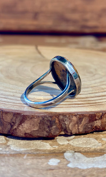 OVAL JASPER Sterling Silver Ring 26R54 • Size 9