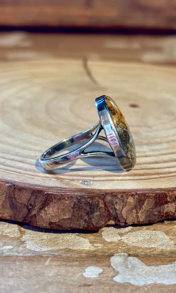 OVAL JASPER Sterling Silver Ring 26R54 • Size 9