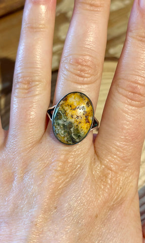 OVAL JASPER Sterling Silver Ring 26R54 • Size 9