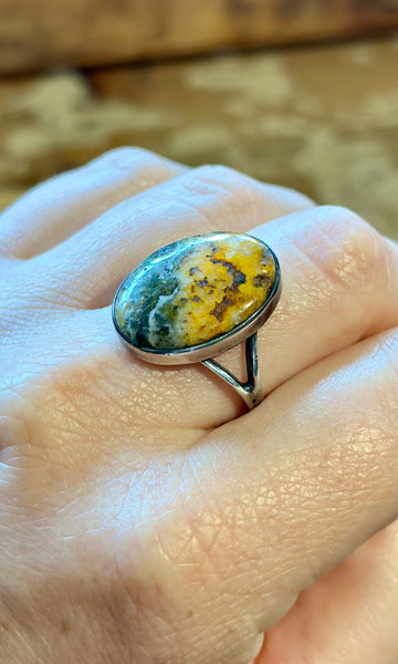 OVAL JASPER Sterling Silver Ring 26R54 • Size 9