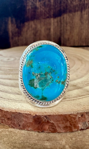 GOING GLOBAL BLUE Turquoise and Silver Mens Ring • Size 12 1/2