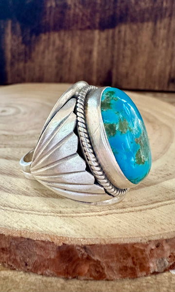 GOING GLOBAL BLUE Turquoise and Silver Mens Ring • Size 12 1/2