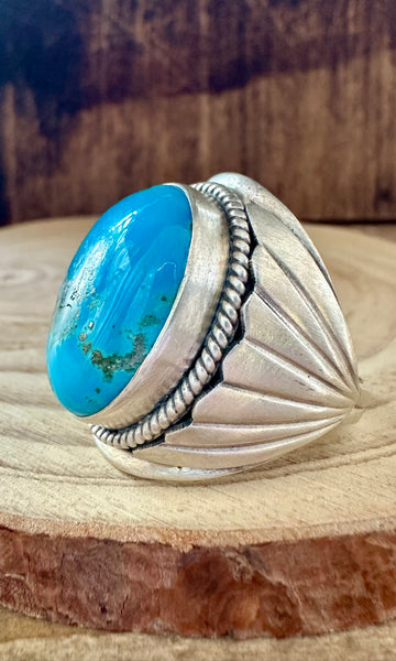 GOING GLOBAL BLUE Turquoise and Silver Mens Ring • Size 12 1/2