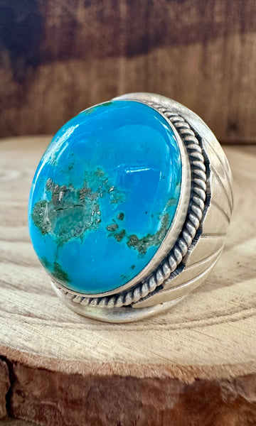 GOING GLOBAL BLUE Turquoise and Silver Mens Ring • Size 12 1/2