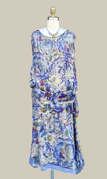 GATSBY 20s I.MAGNIN Parisian Floral Lamé Dress • Medium