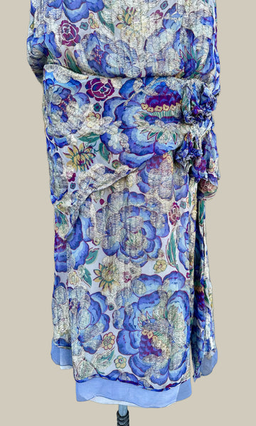 GATSBY 20s I.MAGNIN Parisian Floral Lamé Dress • Medium