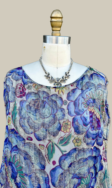 GATSBY 20s I.MAGNIN Parisian Floral Lamé Dress • Medium