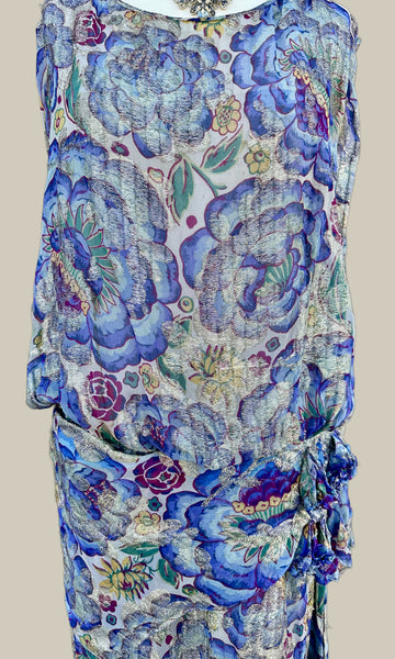 GATSBY 20s I.MAGNIN Parisian Floral Lamé Dress • Medium