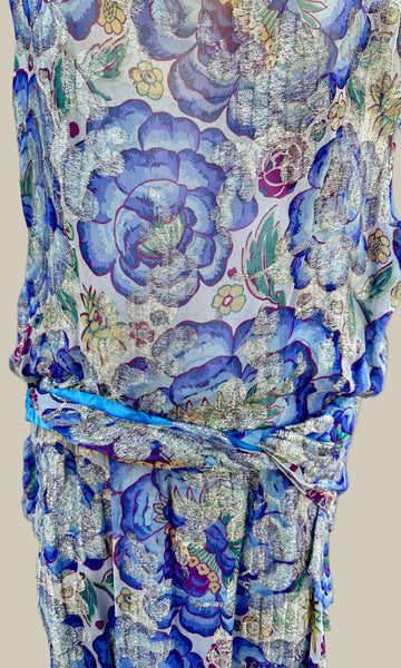 GATSBY 20s I.MAGNIN Parisian Floral Lamé Dress • Medium