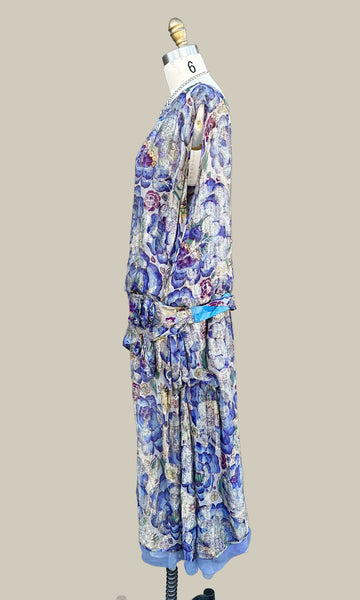 GATSBY 20s I.MAGNIN Parisian Floral Lamé Dress • Medium