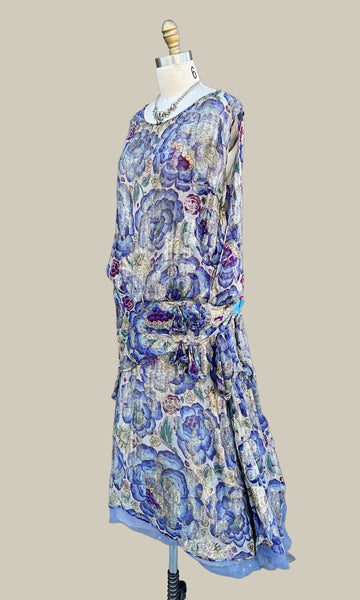 GATSBY 20s I.MAGNIN Parisian Floral Lamé Dress • Medium