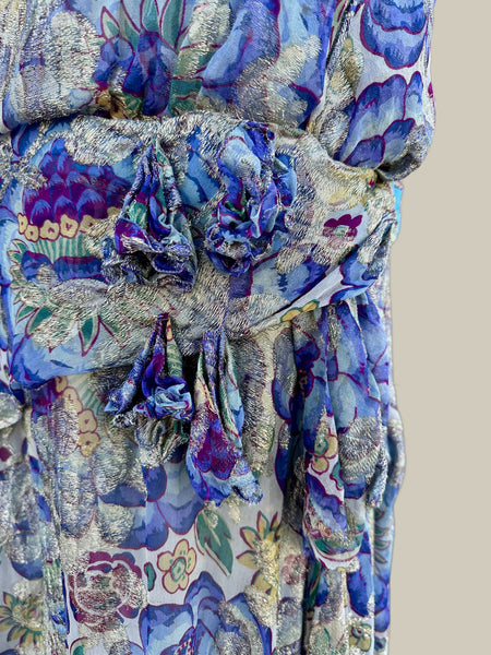 GATSBY 20s I.MAGNIN Parisian Floral Lamé Dress • Medium