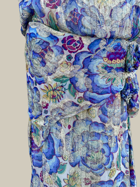 GATSBY 20s I.MAGNIN Parisian Floral Lamé Dress • Medium