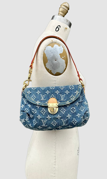LOUIS VUITTON 2005 Pleaty Denim Mini Shoulder Bag LS01