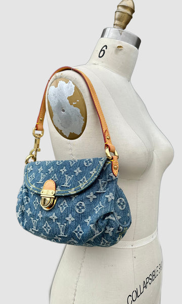 LOUIS VUITTON 2005 Pleaty Denim Mini Shoulder Bag LS01