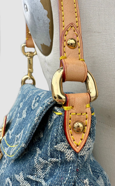 LOUIS VUITTON 2005 Pleaty Denim Mini Shoulder Bag LS01