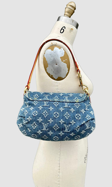 LOUIS VUITTON 2005 Pleaty Denim Mini Shoulder Bag LS01
