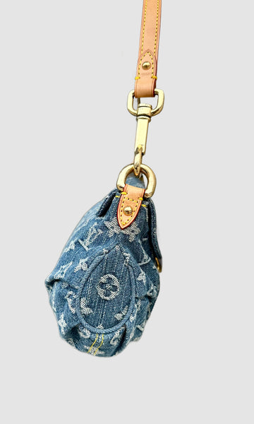 LOUIS VUITTON 2005 Pleaty Denim Mini Shoulder Bag LS01