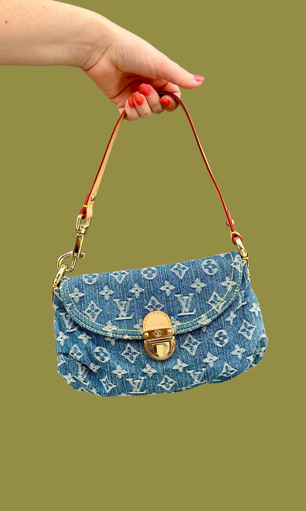 LOUIS VUITTON 2005 Pleaty Denim Mini Shoulder Bag LS01