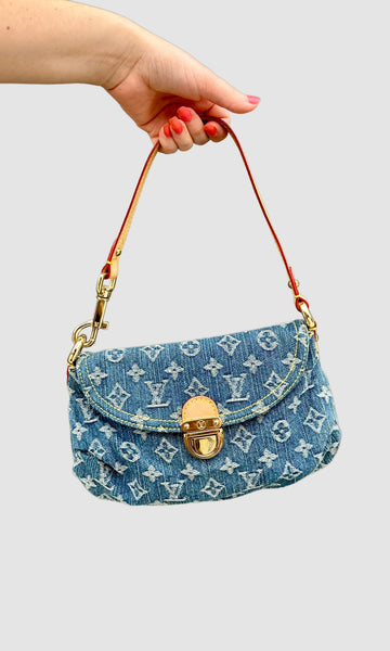 LOUIS VUITTON 2005 Pleaty Denim Mini Shoulder Bag LS01