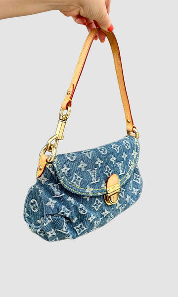 LOUIS VUITTON 2005 Pleaty Denim Mini Shoulder Bag LS01