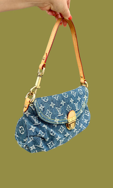LOUIS VUITTON 2005 Pleaty Denim Mini Shoulder Bag LS01