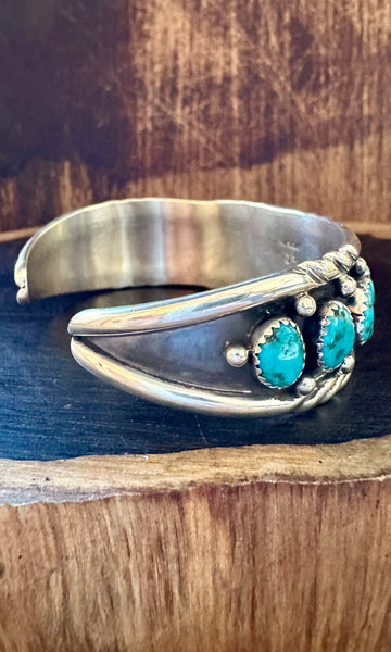 WRAP AROUND Navajo Turquoise Nugget and Sterling Silver Cuff Bracelet • 38g