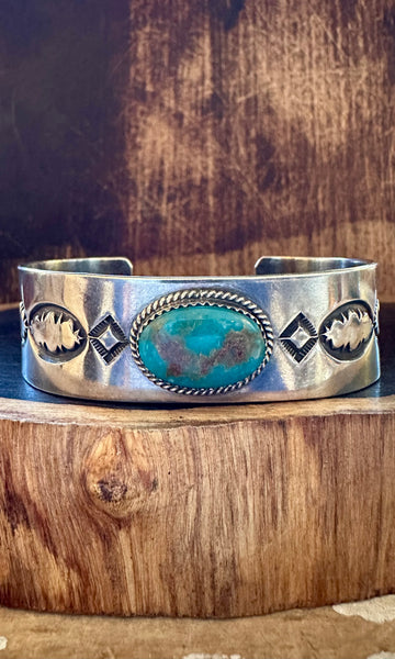 BUFFALO DANCER Turquoise & Sterling Silver Cuff • 52g