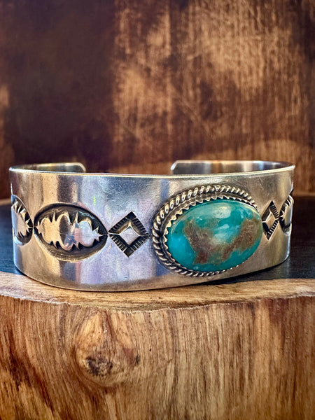 BUFFALO DANCER Turquoise & Sterling Silver Cuff • 52g