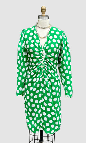 EMANUEL UNGARO Parallèle Paris Vintage 80s Polka Dot Dress • Medium