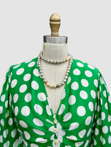 EMANUEL UNGARO Parallèle Paris Vintage 80s Polka Dot Dress • Medium