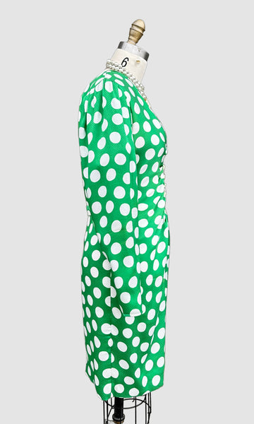 EMANUEL UNGARO Parallèle Paris Vintage 80s Polka Dot Dress • Medium