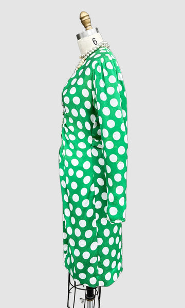 EMANUEL UNGARO Parallèle Paris Vintage 80s Polka Dot Dress • Medium
