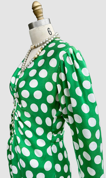 EMANUEL UNGARO Parallèle Paris Vintage 80s Polka Dot Dress • Medium