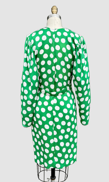 EMANUEL UNGARO Parallèle Paris Vintage 80s Polka Dot Dress • Medium