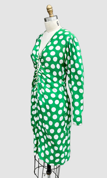 EMANUEL UNGARO Parallèle Paris Vintage 80s Polka Dot Dress • Medium