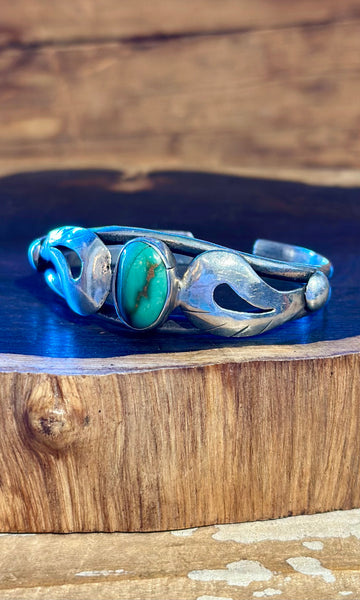 VINTAGE 60s/70s Silver and Turquoise Cuff