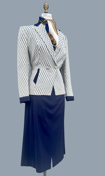 DAVID GAINES 1940s Gabardine Check Two Tone Suit  • Sm/Med