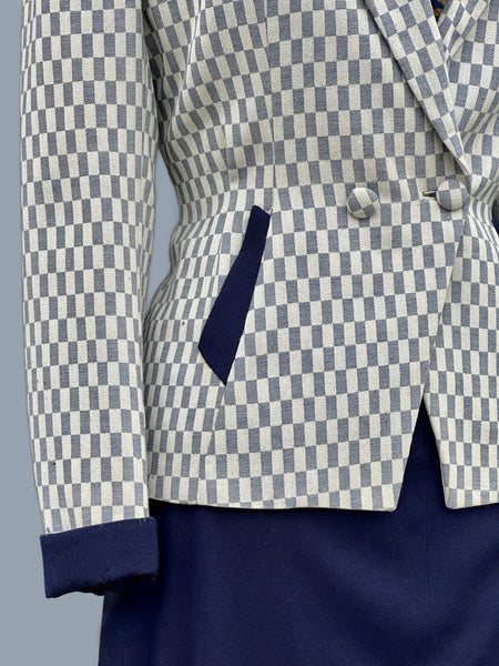 DAVID GAINES 1940s Gabardine Check Two Tone Suit  • Sm/Med