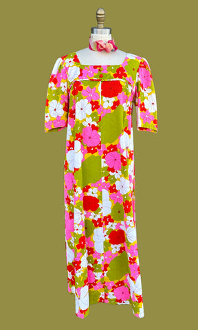 LIBERTY HOUSE HAWAII Vintage 60s Maxi Dress • Med./Lg.