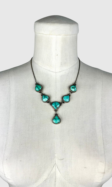 VINTAGE TIBETAN TURQUOISE and Silver Necklace • 30g