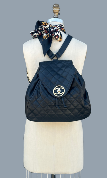 CHANEL 80s 90s Lambskin Quilted Leather Cavier Backpack