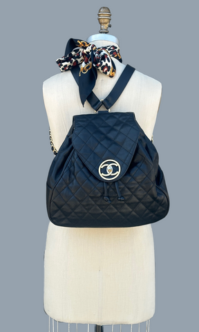 CHANEL 80s 90s Lambskin Quilted Leather Cavier Backpack