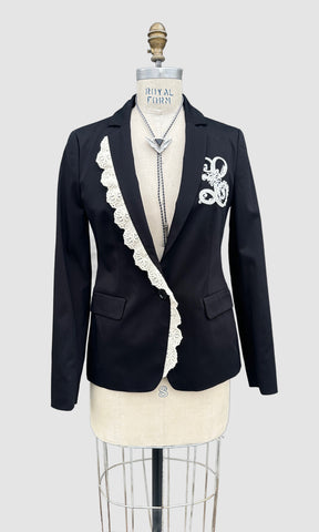 LOVE MOSCHINO Black and White Blazer • 42, Small