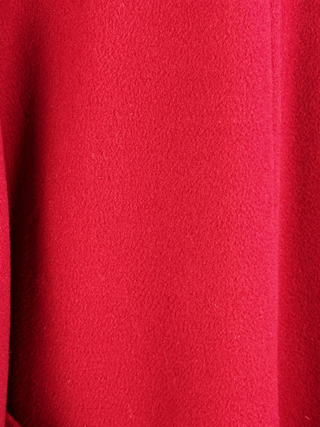 BURBERRY'S Vintage 80s Red Wool and Cashmere Parka • Medium